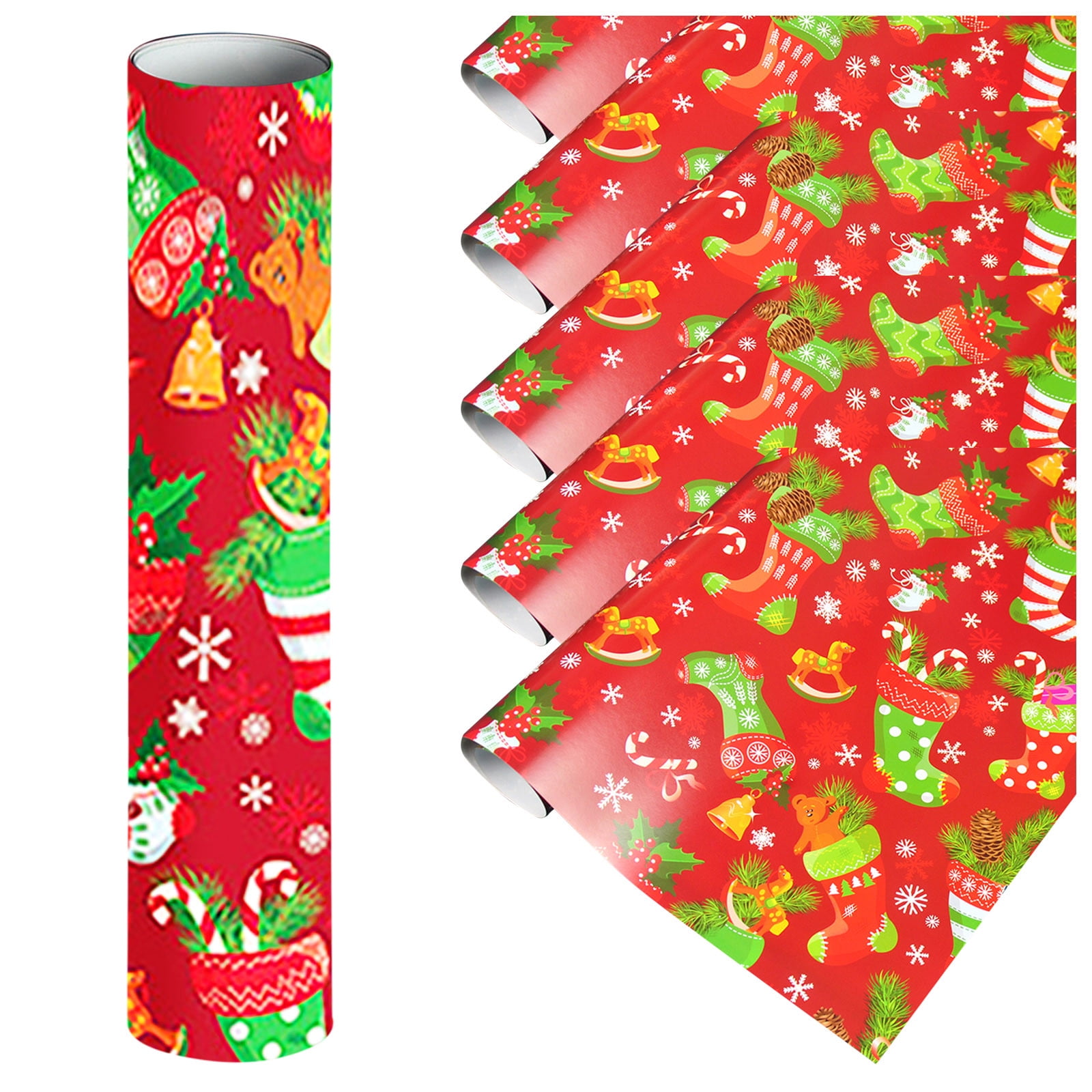 Clearance! Hilingoto A Roll of 5 Sheets of Christmas Decoration Gift Box Wrapping Paper Diy