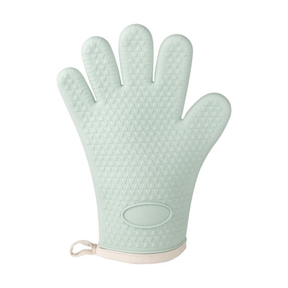 Clearance! Hilingoto Anti-Scalding Heat Insulation Gloves High Temperature Resistant Thick Baking Microwave Oven Gloves Mint Green, , Oven Gloves, Heat Resistant, Silicone, Baking Mitts, Mint Green