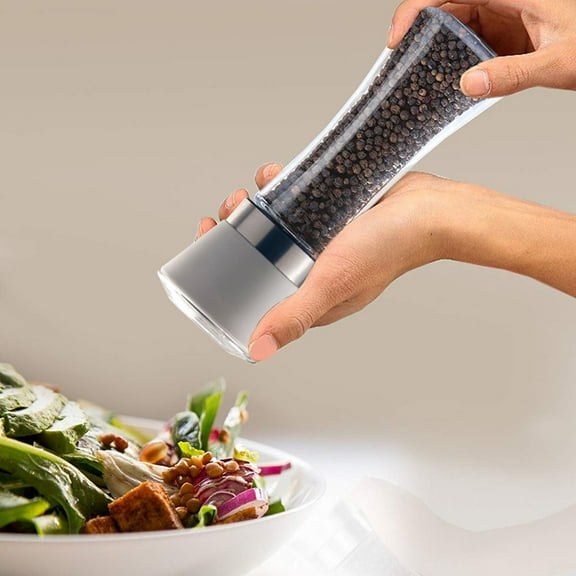 Clearance! Hilingoto Black Manual Pepper Grinder Creative Pepper Grinding Glass Bottle, Kitchen Cleaner, Kitchen Salt And Pepper Grinder 6Oz Stainless Steel Mill Shakers Easy To Use Fil, Black