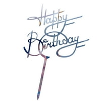 Clearance! Hilingoto Cake Inserts, Acrylic Cake Insert Creative Happy Birthday Birthday Cake Decoration Silver, Acrylic Cake Inserts Creative Happy Birthday Birthday Cake Decoration 7.1X5.3X0.4Inch