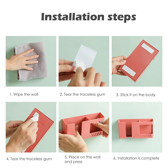 Clearance! Hilingoto Creative Two-In-One Wall-Mounted Storage Rack Charging Rack White, Shelves, Wall-Mounted 2-In-1 Mobile Phone Charging Stand Multifountion Storage Holder Bracket, White