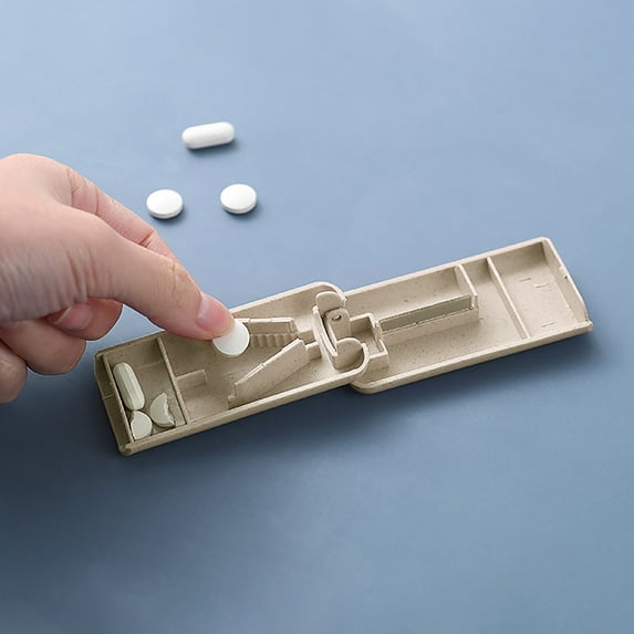 Clearance! Hilingoto Food Storage, Pill Cutter Tablet Dispenser Pill Cutter, Cutter Tablet Dispenser Cutter White Box with Divider One-In-Two Medicine Cutter 5.1X1.2X0.4Inch Christmas Sale