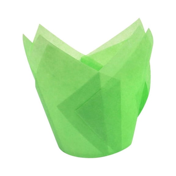 Clearance! Hilingoto Tulip Cake Cups (50 Pcs) Green, Plastic Shaped Paper Cups, Cupcake Liners Cup Paper Tuli Baking Wrappe Case Cake Muffin Cup Box, Green