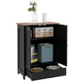 thumbnail image 1 of PawHut Dog Feeding Station, Dog Food Storage Cabinet with Hidden Dog Bowls, Adjustable Panel, Hooks for Medium Sized Dogs, Black, 1 of 10