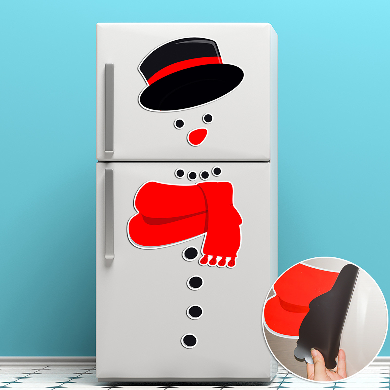 Clearance Holiday Wall Decals ， Holiday Snowman Magnetic Fridge Sticker Waterproof Wall Sticker