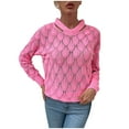 thumbnail image 1 of Clearance Hollow Out Sweaters for Womens V Neck Long Sleeve Tunic Knits Tops Casual Trendy Lightweight Pullover Shirts Spring Fall, 1 of 5