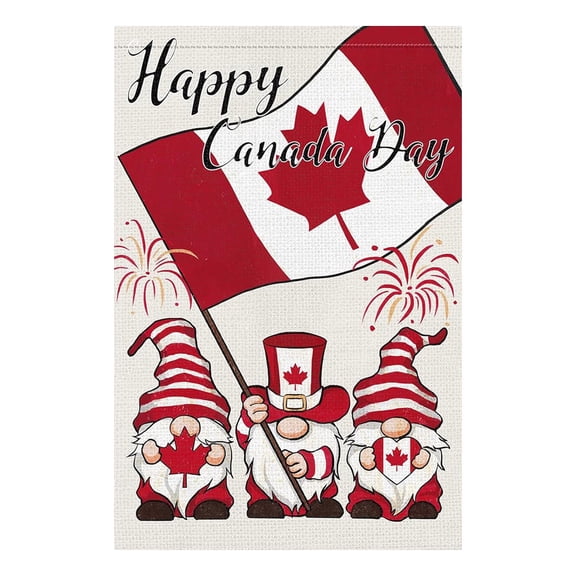 Clearance! Home Decor, Garden Flags Banners Decoration Celebrate Canada Day with Happy Day Design Maple Leaf Durable Linen Material Outdoor Decoration Home And Garden