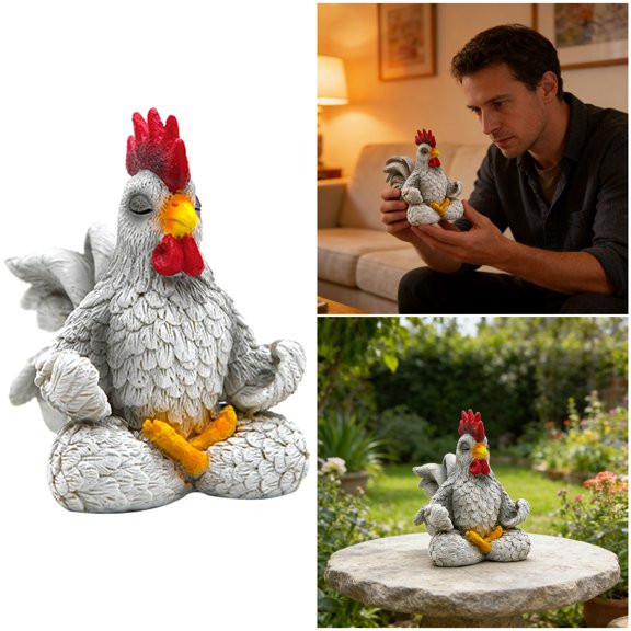 Clearance! Home Decor Interesting Rooster Figurine Mystical Garden Desktop Ornament Collectible Sculpture for Home