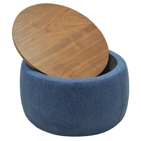 Clearance! Home Modern Round Velvet Storage Ottoman Foot Rest Vanity Stool/Seat with Gold Metal Legs & Tray Top Coffee Table