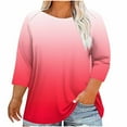 thumbnail image 1 of HomeGardon 3/4 Length Sleeve Womens Tops,Plus Size Spring Clothes for Women,Fashion Woman Round Neck Long Sleeve T-Shirt Printing Loose Blouse Sweatshirt,L-XXXXXL, 1 of 5