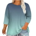thumbnail image 1 of HomeGardon 3/4 Length Sleeve Womens Tops,Plus Size Spring Clothes for Women,Fashion Woman Round Neck Long Sleeve T-Shirt Printing Loose Blouse Sweatshirt,L-XXXXXL, 1 of 5