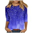 thumbnail image 1 of HomeGardon 3/4 Length Sleeve Womens Tops,Plus Size Spring Clothes for Women,Women's Fashion Round-Neck Short Sleeved Printed Pullover Dress,S-XXXXXL, 1 of 5