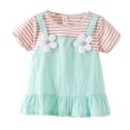thumbnail image 1 of HomeGardon Girls Dress,Dresses for Girl 1-4 Years Summer Baby and Toddler Princess Striped Cotton Short Sleeve Dress Children's Dress,1Y-4Y, 1 of 3