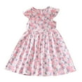 thumbnail image 1 of HomeGardon Girls Dress,Dresses for Girl Fashion Girls'Summer Short Sleeve Ruffled Pockets Round-Neck Printed Dress Dress Sweet Tank Top,100-160, 1 of 3