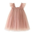 thumbnail image 1 of Clearance!HomeGardon Girls Dress,Dresses for Girl 2025,Toddler Kids Baby Girls Cute Summer Mesh Solid Color Flying Sleeve Suspenders Dress Skirt,80-130, 1 of 6