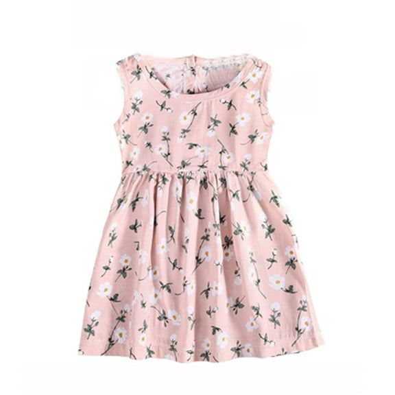 HomeGardon Girls Dress,Dresses for Girl Baby Girls Summer Printed Sleeveless Round Neck Dress,80-140
