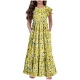 thumbnail image 1 of HomeGardon Girls Dress,Dresses for Girl Fashion Girls Summer Short Sleeves PrintingRound Neck Dress,130-160, 1 of 7