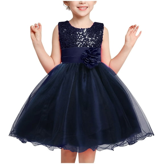 HomeGardon Girls Dress,Dresses for Girl Girls'Summer Sleeveless Ruffled Lace Round-Neck Embroidery Mesh Princess Bow Skirt,100-160