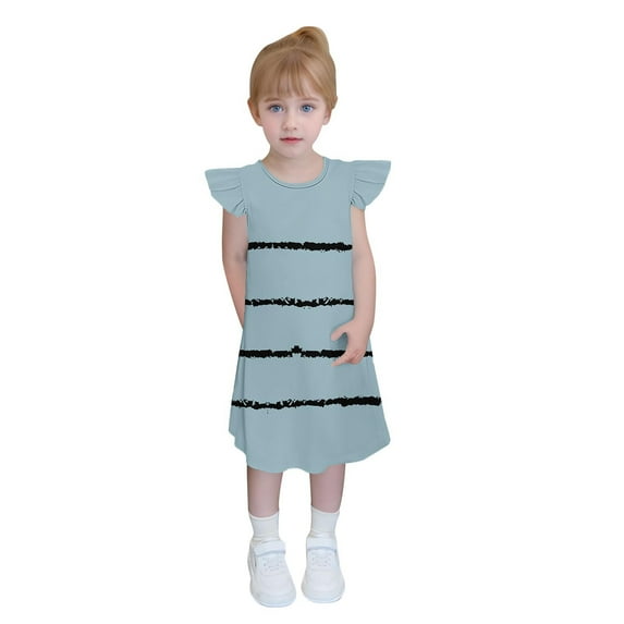 HomeGardon Girls Dress,Dresses for Girl Toddler Girls Dress Summer Ruffle Sleeve Sundress Outfit for Kids,110-160
