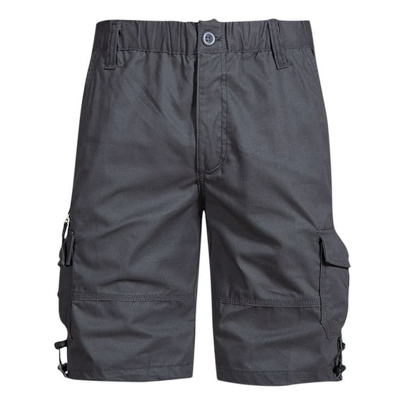 HomeGardon Men'S Shorts Athletic,Mens Shorts, Men's Summer Solid Color Multi Pocket Workwear with Elastic Waist Button Fashion Shorts,M-XXXXXL