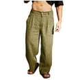 thumbnail image 1 of HomeGardon Mens Pants,Linen Pants for Men Men Solid-Color Loose Casual Cotton-Linen Button Zipper Full Length Pants,S-XXXL, 1 of 6