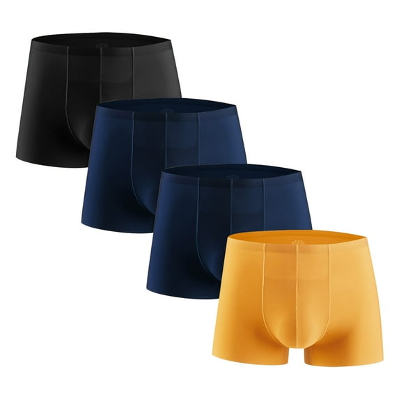 HomeGardon Mens Underwear,Boxer Briefs for Men Pack,Men Ice Silk Traceless-dry Loose Breathable Elastic Exercise Home Flat Angle Underpants 4PC,L-XXXL