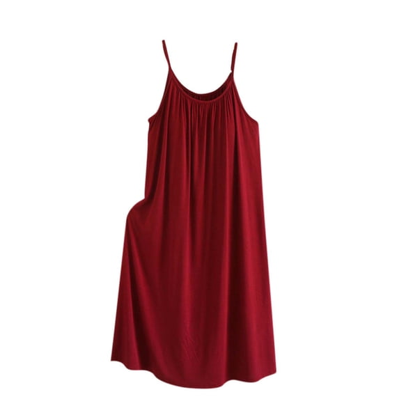 HomeGardon Nightgowns for Women,Women's Sleepwear,Women's Solid Color Drawstring Loose and Comfortable Sleevesless Mid Length Nightgown Skirt,M-XXL