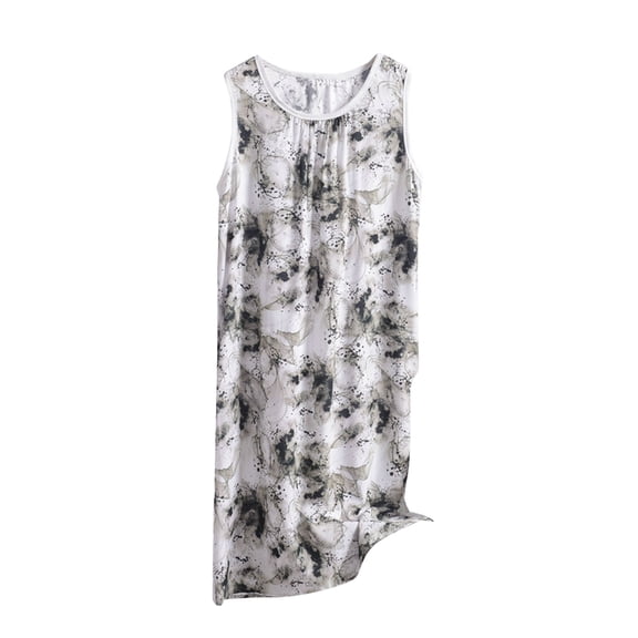 HomeGardon Nightgowns for Women,Women's Sleepwear,Women's Casual and Fashionable Printed Round Neck Sleeveless Nightgown,XL-XXXXXXL