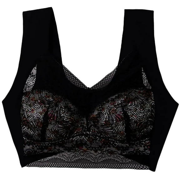 HomeGardon Sports Bras for Women,Minimizer Bras for Women Full Coverage,Women's Underwear Bra Lace Gathering Side Folding Fixed Cup Plus Size Seamless Underwear Thin Design,S-XXXL