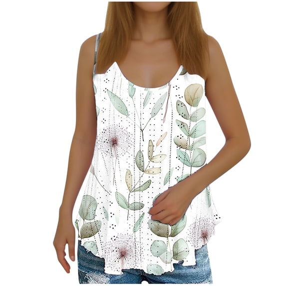 HomeGardon Tank Tops for Women Sleeveless Tank Tops Plus Size,Summer Casual Fashion Loose Round Neck Tank Tops for Women,S-XXXL