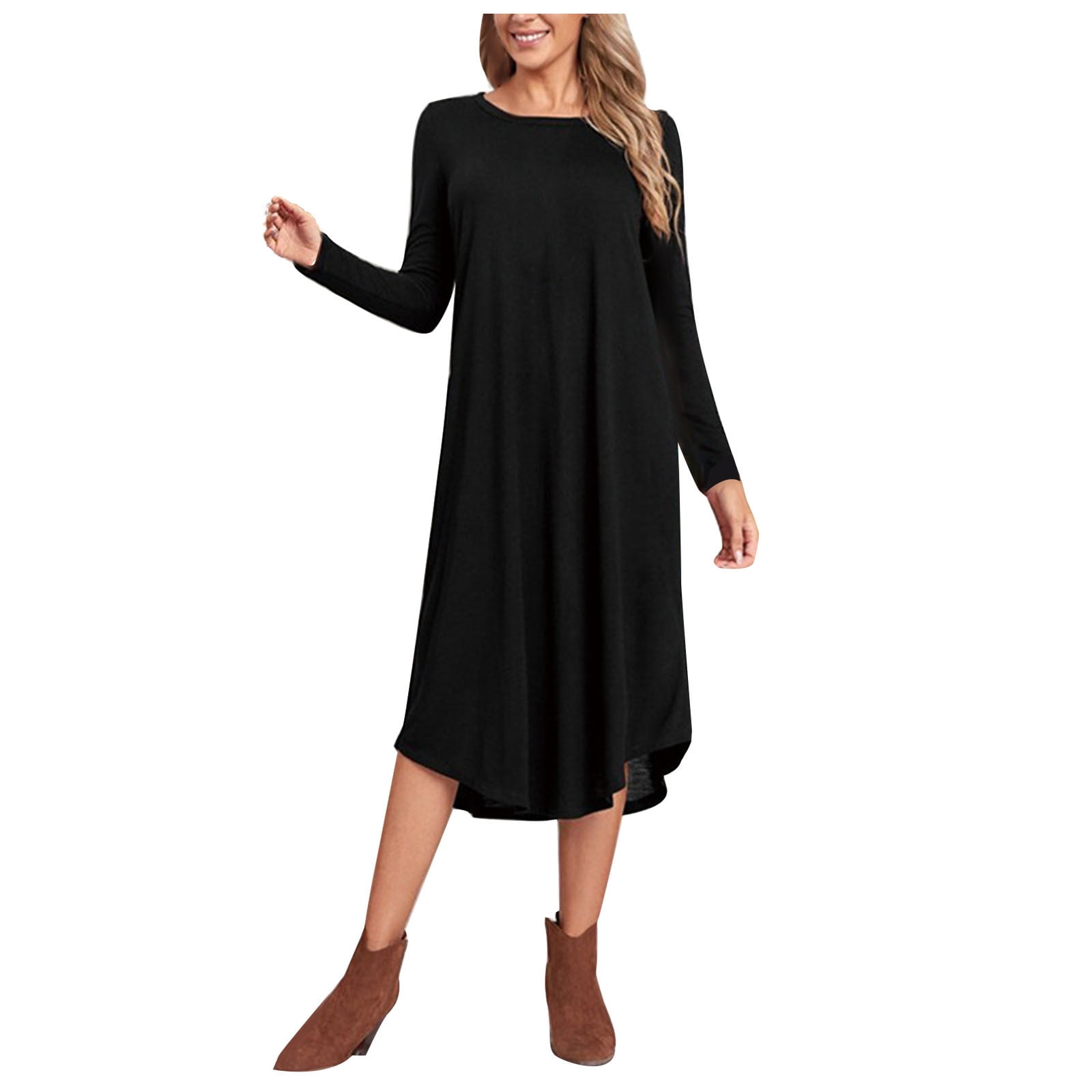 Clearance Dresses 2023 Fashion Women Round Neck Leisure