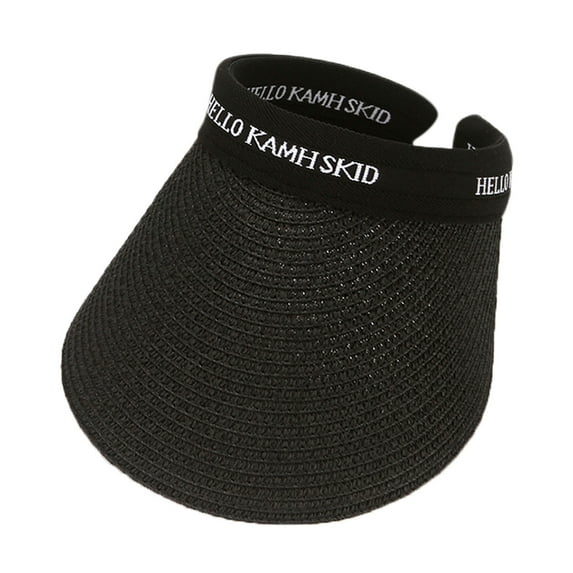 Clearance! Hontri 1 Hat Clearance under $5, Summer Outdoors Women Wide Brim Straw Hat Beach Golf Sun Hats Protection Travel Ponytail Sun Cap Upf 50+ Caps On Sale