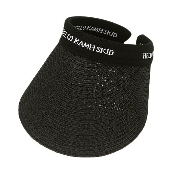 Clearance! Hontri 1 Hat Clearance under $5, Summer Outdoors Women Wide Brim Straw Hat Beach Golf Sun Hats Protection Travel Ponytail Sun Cap Upf 50+ Caps On Sale