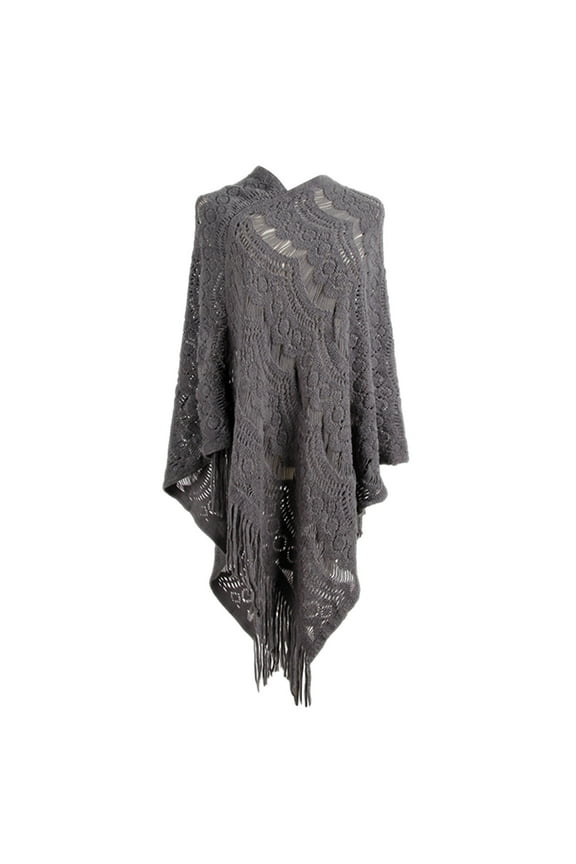 Clearance! Hontri 1 Pc Shawl under $10, Women Mid Length Crochet Hollow Irregular Tassel Pullover Sweater Cape Shawl Knit Sweater Shawl On Sale