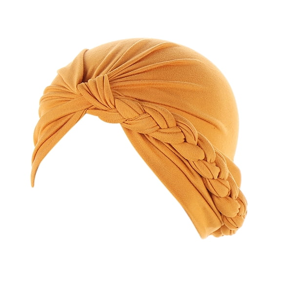 Clearance! Hontri 1 Turban Hat Clearance under $5, Head Hat Cap Ethnic Bohemian Cover Wrap Turban Ladies Multicolor Side Braid Hijab Hat Solid Color Baotou Muslim Hat On Sale