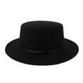 thumbnail image 1 of Clearance! Hontri 1Pc Hat Clearance Under $5, Unisex Wide Brim Wool Belt Felt Flat Top Fedora Hat Party Church Trilby Hats Cap On Sale, 1 of 7