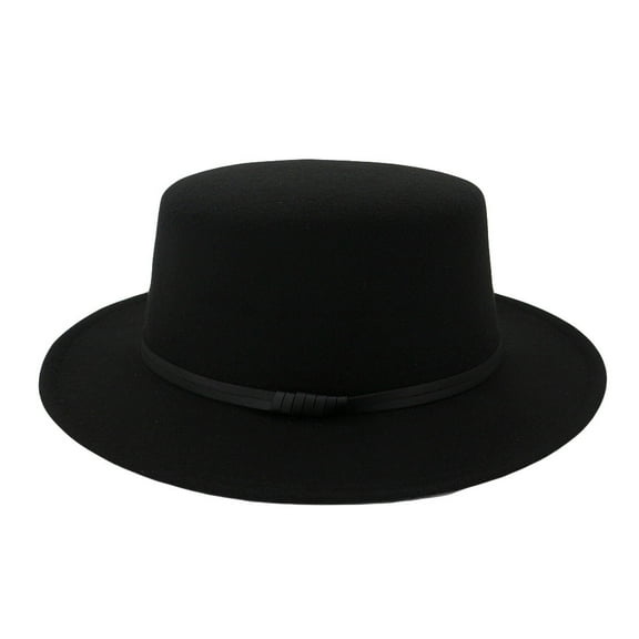 Clearance! Hontri 1Pc Hat Clearance Under $5, Unisex Wide Brim Wool Belt Felt Flat Top Fedora Hat Party Church Trilby Hats Cap On Sale