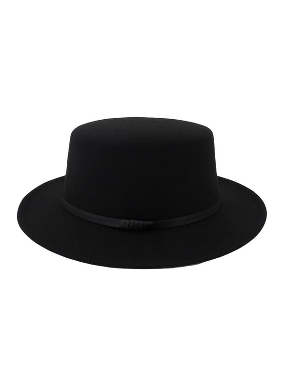 Clearance! Hontri 1Pc Hat Clearance Under $5, Unisex Wide Brim Wool Belt Felt Flat Top Fedora Hat Party Church Trilby Hats Cap On Sale