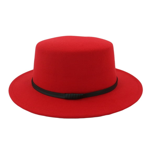 Clearance! Hontri 1Pc Hat Clearance Under $5, Unisex Wide Brim Wool Belt Felt Flat Top Fedora Hat Party Church Trilby Hats Cap On Sale