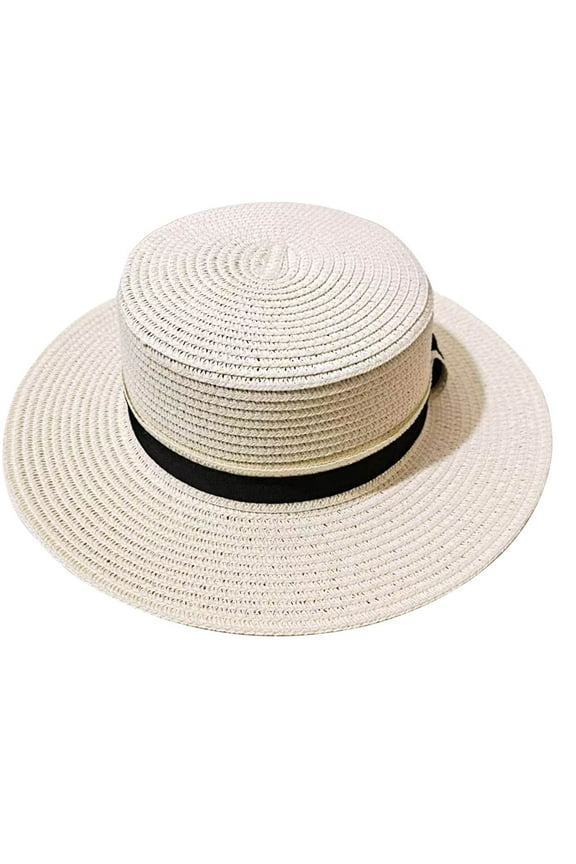 Clearance! Hontri 1Pc Hat Clearance under $5, Women's Flat Top Hat Casual Straw Hat Women's Sun Visor Hat Outdoor Sun Hat On Sale