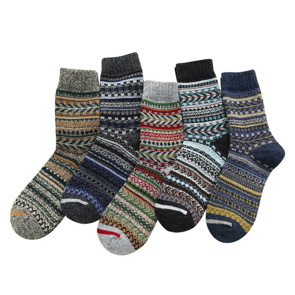 Clearance! Hontri 5 Pairs of Socks under $10, Womens Socks Vintage Warm Soft Pack Knit Wool Socks 5 Winter Cold Socks On Sale