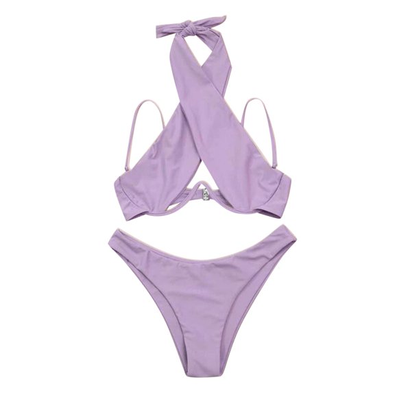 Clearance! Hontri Bikini Sets for Women Gathering Neck Gathering Steel Support Chest Cushion Split Colorful Sexy Bikini Women's Swimsuit Bikini ,