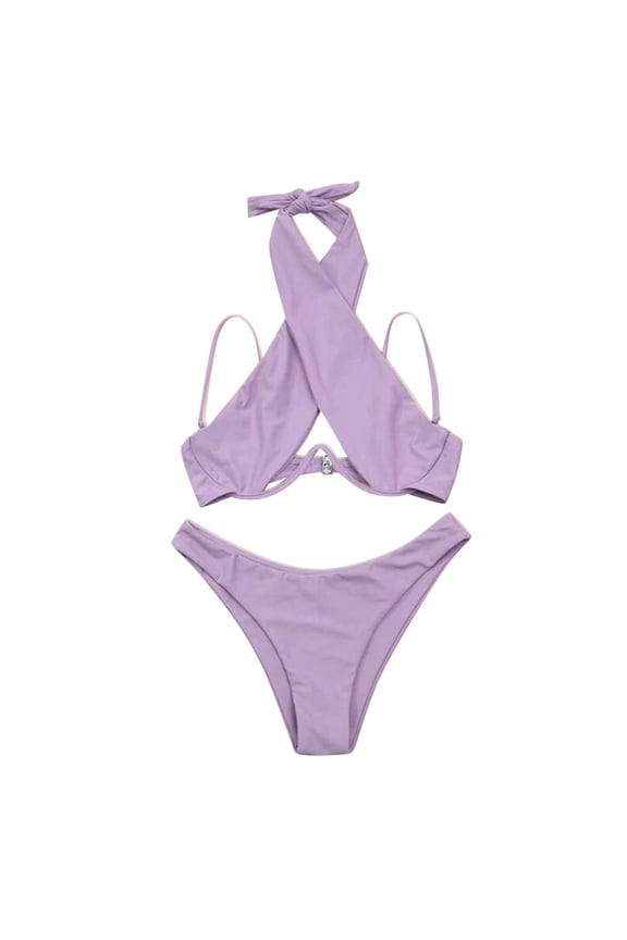 Clearance! Hontri Bikini Sets for Women Gathering Neck Gathering Steel Support Chest Cushion Split Colorful Sexy Bikini Women's Swimsuit Bikini ,