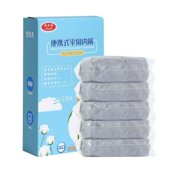 Clearance! Hontri Cotton Underwear Disposable Box 5 Briefs 1 Pc Travel Men Briefs for Women Grey,L