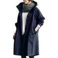 thumbnail image 1 of Clearance! Hontri Loose Comfortable Hooded Coat Outwear Womens Elegant Windbreaker Wild Winter Women's Coat Women's Anoraks Navy Xl, 1 of 4