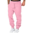 thumbnail image 1 of Clearance! Hontri Male Casual Fitness Running Trousers Drawstring Loose Waist Solid Color Pants Pocket Loose Fleece Sweatpants Men's Casual Pants Pink Xxl, 1 of 8
