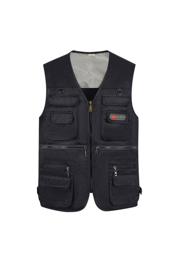 Clearance! Hontri Men's Casual Outdoor Work Fishing Travel Photo Cargo Vest Jacket Multi Pockets Tank Tops Men Black Xxl