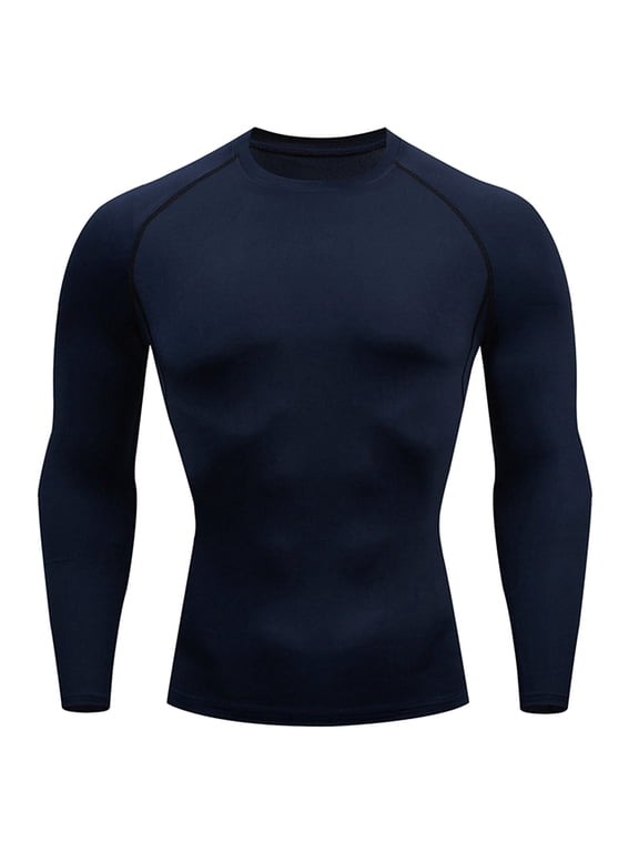 Men T Shirts Mens Fitness Long Sleeve Running Sports T Shirt Men Thermal Muscle Athletic Gym Compression Clothes Blue M