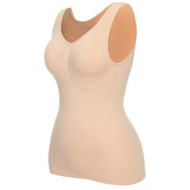 Clearance! Hontri Shapewear Women Shapewear Tank Tops Seamless Compression Vest Body Shaper Tank Top with Chest Pads Shapewear Tummy Control Beige,3Xl