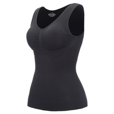 Clearance! Hontri Shapewear Women Shapewear Tank Tops Seamless Compression Vest Body Shaper Tank Top with Chest Pads Shapewear Tummy Control Black,3Xl